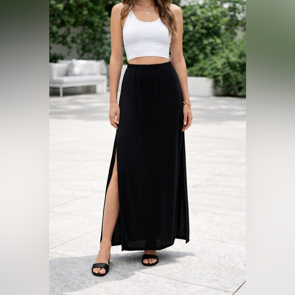 Black Maxi Skirt with Side Slits